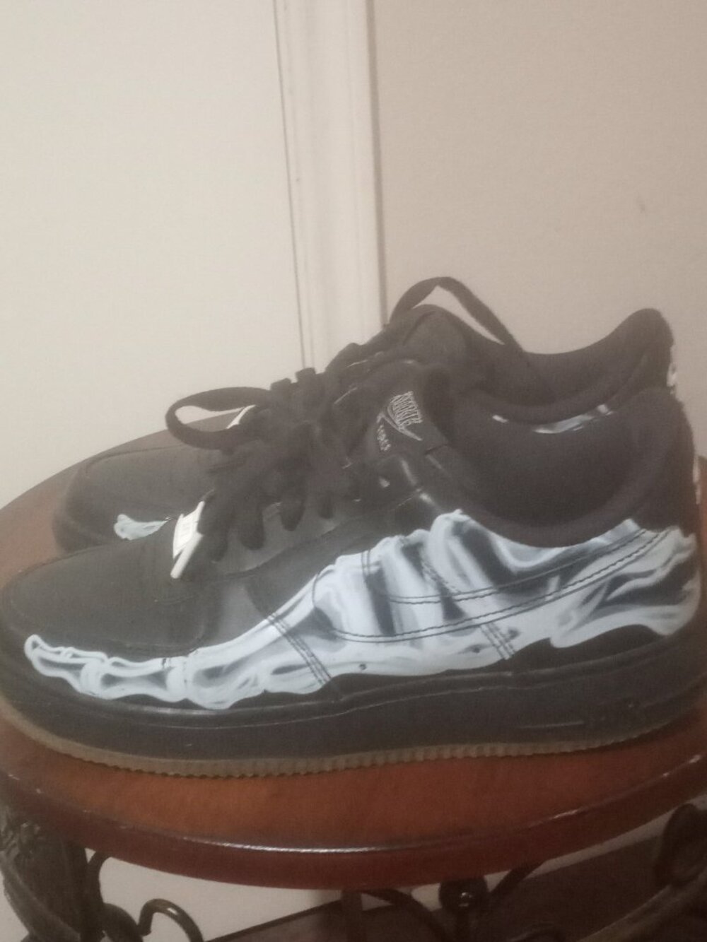 Nike Air Force 1 Low '07 QS Black Skeleton Size 6 Pre-Owned BQ7541-001 - Picture 9 of 12